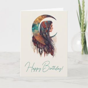 Cartes Pour Fêtes Annuelles Créez votre propre esprit libre Floral Boho Moon