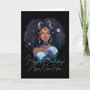 Cartes Pour Fêtes Annuelles Créez Votre Propre Femme Afro-Américaine Verseau