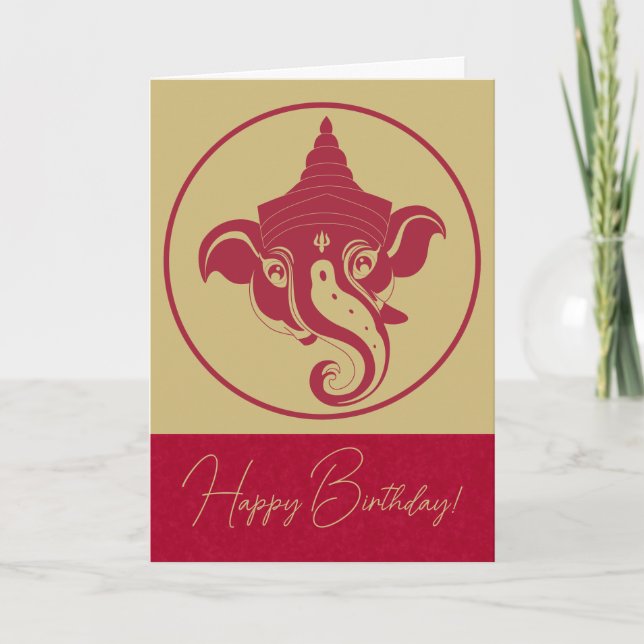Cartes Pour Fêtes Annuelles Créez votre propre Ganesh rouge et or (Devant)