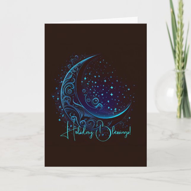 Cartes Pour Fêtes Annuelles Créez votre propre Lune Bleue Filigree Magique (Devant)