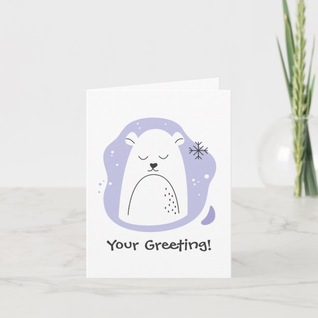 Cartes Pour Fêtes Annuelles Créez votre propre ours polaire rétro violet Noël (Devant)