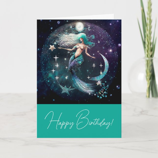 Cartes Pour Fêtes Annuelles Créez votre propre paradis de sirène céleste (Devant)