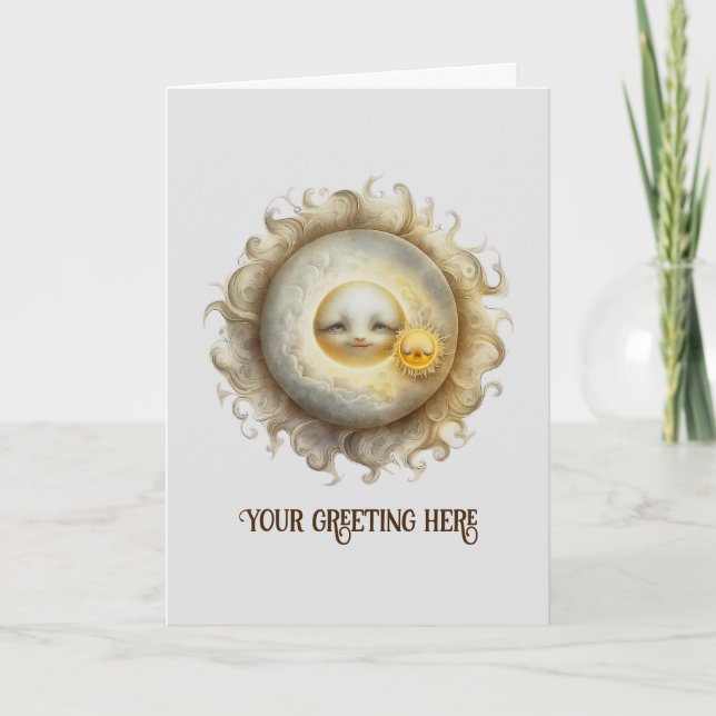 Cartes Pour Fêtes Annuelles Créez votre propre soleil mignon et lune (Devant)