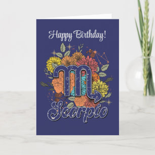 Cartes Pour Fêtes Annuelles Créez votre propre starry Floral Scorpio Zodiac