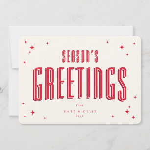 Cartes Pour Fêtes Annuelles Crème+Bonnes Fêtes rouges Étoiles rétro Appartemen