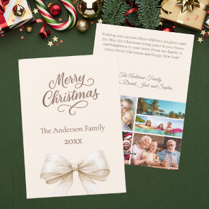 Cartes Pour Fêtes Annuelles Crème de boue photo année revue mocha brun Noël