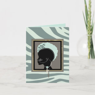 Cartes Pour Fêtes Annuelles Crème, imprimé zèbre vert menthe et noir