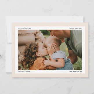 Cartes Pour Fêtes Annuelles Crème neutre simple Bordure en gras 2 grandes phot