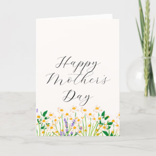 Cartes Pour Fêtes Annuelles Crème Vert Simple Lavande Florale Fête des Mères