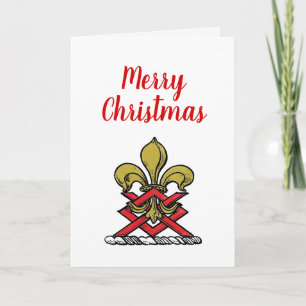 Cartes Pour Fêtes Annuelles Crête héraldique rouge de Noël Fleur de Lis Emblem