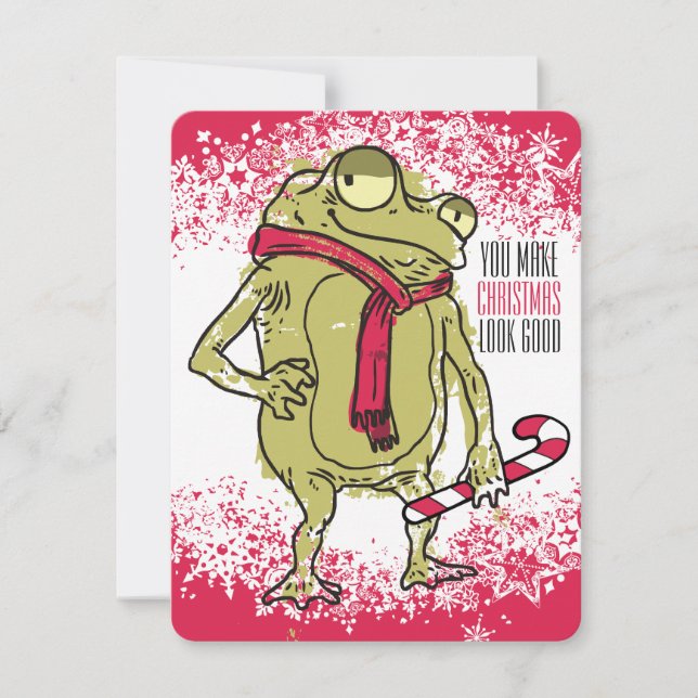 Cartes Pour Fêtes Annuelles Crochet de tricot d'écharpe de grenouille fait (Devant)