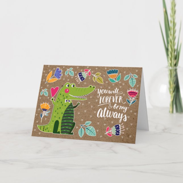 Cartes Pour Fêtes Annuelles Crocodile drôle Saint Valentin (Devant)