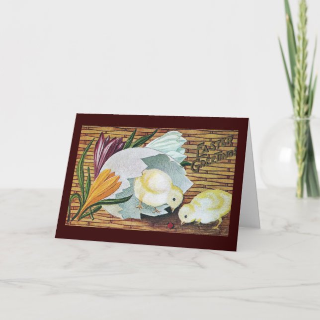 Cartes Pour Fêtes Annuelles Crocus, poussins et cru Pâques de coccinelle (Devant)