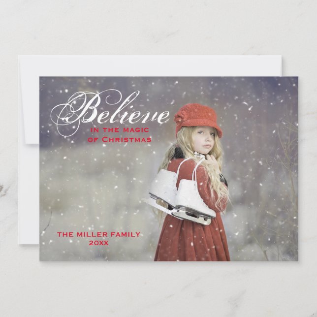 Cartes Pour Fêtes Annuelles Croire à la magie de Noël Monogramme Photo (Devant)