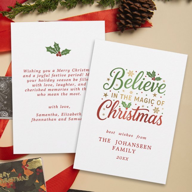 Cartes Pour Fêtes Annuelles Croire à la magie de Noël Script simple (Créateur téléchargé)