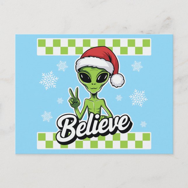 Cartes Pour Fêtes Annuelles Croire Alien (Devant)