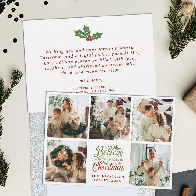 Cartes Pour Fêtes Annuelles Croire en Noël photo moderne Collage Script (Créateur téléchargé)