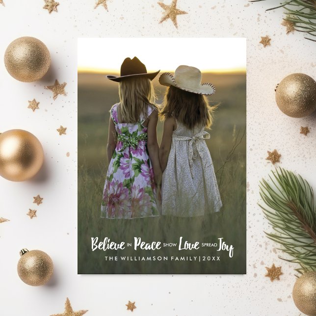Cartes Pour Fêtes Annuelles Croire en Paix Amour Joie Noël Photo (Créateur téléchargé)