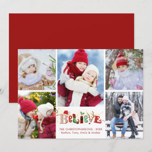 Cartes Pour Fêtes Annuelles CROIRE Festive Typographie de Noël 5 Photo