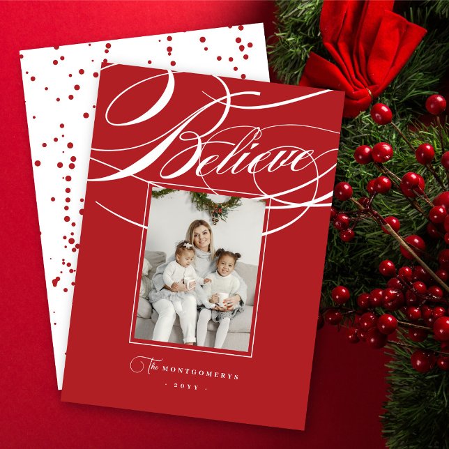 Cartes Pour Fêtes Annuelles Croire Frame Élégant Photo de Noël Religieux (Créateur téléchargé)