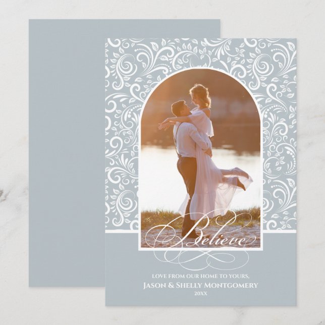 Cartes Pour Fêtes Annuelles Croire la photo de Noël (Devant / Derrière)