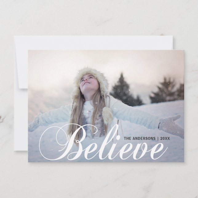 Cartes Pour Fêtes Annuelles CROIRE Noël Snowflakes Parties scintillant | PHOTO (Devant)