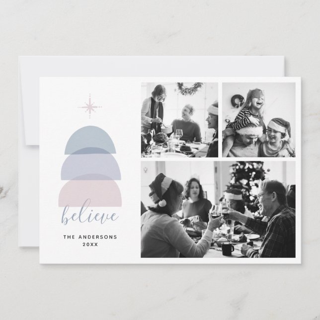Cartes Pour Fêtes Annuelles Crois. Photo de collage religieux de Noël moderne (Devant)