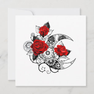 Cartes Pour Fêtes Annuelles Croissant mécanique avec roses rouges