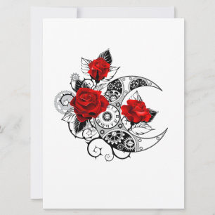 Cartes Pour Fêtes Annuelles Croissant mécanique avec roses rouges