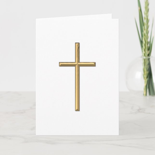 Cartes Pour Fêtes Annuelles Croix "à trois dimensions" d'or (Devant)