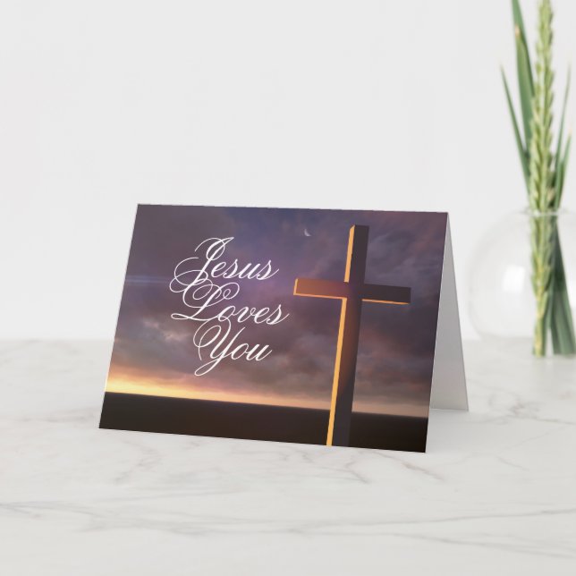 Cartes Pour Fêtes Annuelles Croix avec "Jésus t'aime" Bible Verse Card (Devant)