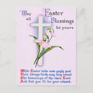 Cartes Pour Fêtes Annuelles Croix chrétienne Poème Lily de Pâques