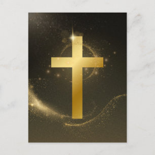 Cartes Pour Fêtes Annuelles Croix-Christ dorée foncée