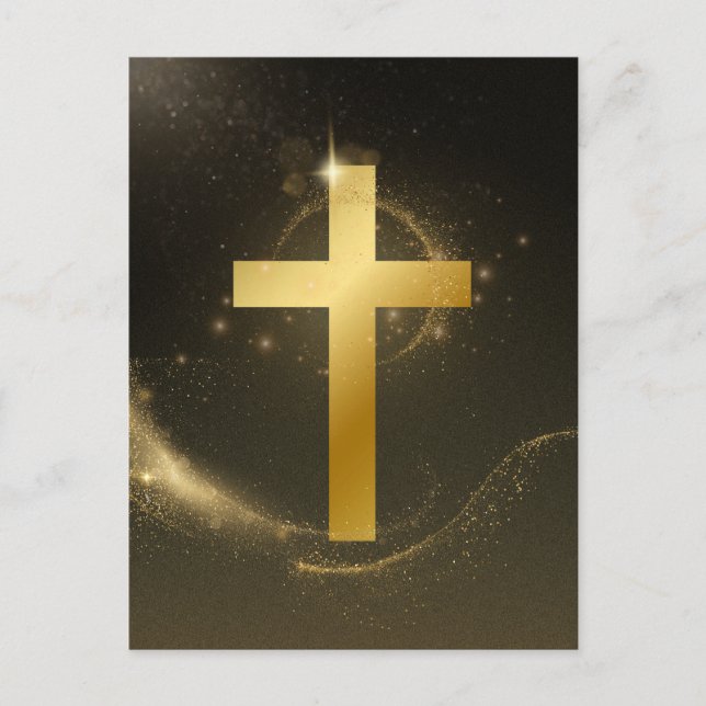 Cartes Pour Fêtes Annuelles Croix-Christ dorée foncée (Devant)