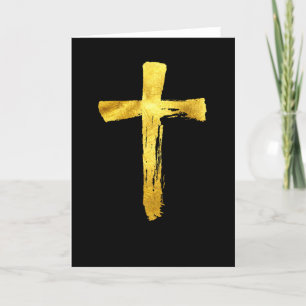 Cartes Pour Fêtes Annuelles Croix de brosse d'or moderne - Christian Crucifix