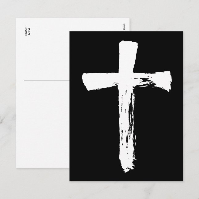 Cartes Pour Fêtes Annuelles Croix de brosse moderne - Crucifix religieux chrét (Devant / Derrière)