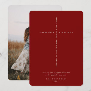 Cartes Pour Fêtes Annuelles Croix de l'Écriture Rouge Élégante Photo