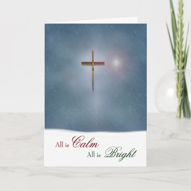 Cartes Pour Fêtes Annuelles Croix de l'église et étoile (Devant)
