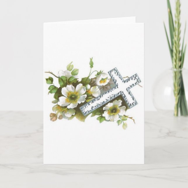 Cartes Pour Fêtes Annuelles Croix de Pâques en fleurs (Devant)