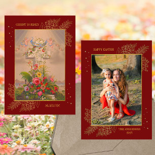 Cartes Pour Fêtes Annuelles Croix de Pâques Le Christ est ressuscité Photo de