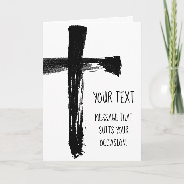 Cartes Pour Fêtes Annuelles Croix de pinceau noir - Christian Artisfix (Devant)