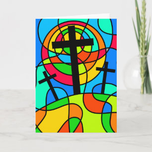 Cartes Pour Fêtes Annuelles Croix du Calvaire en verre tendu
