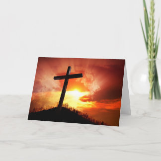Cartes Pour Fêtes Annuelles Croix religieuse de Pâques au coucher du soleil