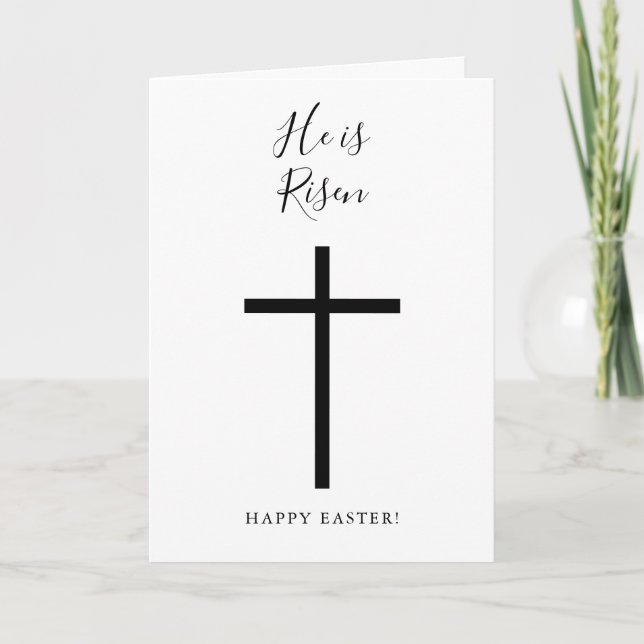 Cartes Pour Fêtes Annuelles Croix religieuse Il est ressuscité Pâques (Devant)