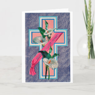 Cartes Pour Fêtes Annuelles Croix vintage de Pâques avec Lys