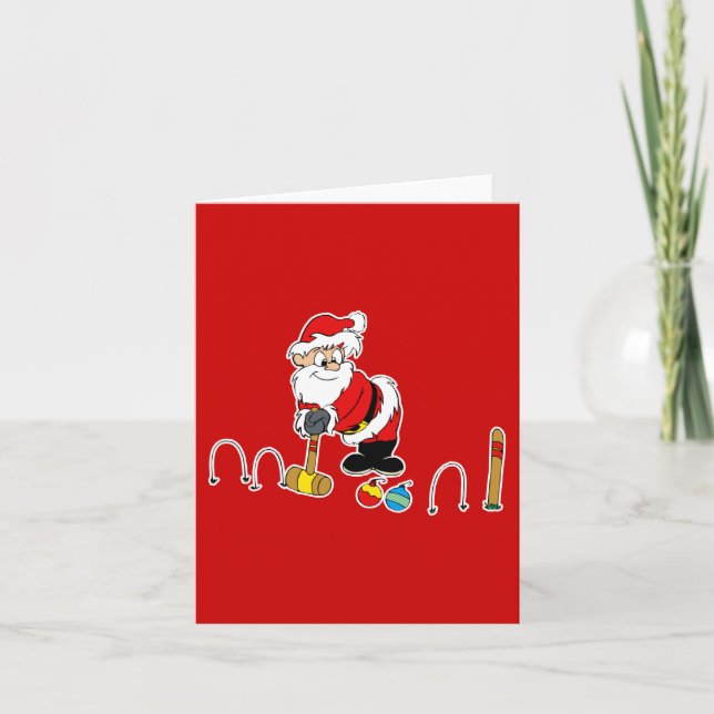 Cartes Pour Fêtes Annuelles Croquet de père Noël avec ornements (Devant)