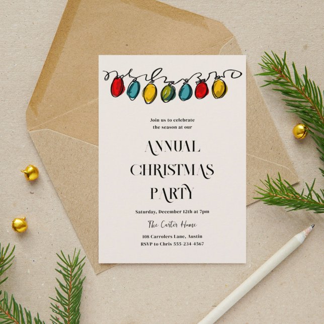 Cartes Pour Fêtes Annuelles Croquis à cordes de Noël à main (Christmas ornament sketches holiday party invitation.)