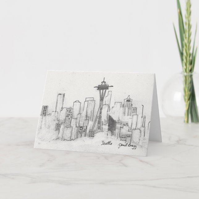 Cartes Pour Fêtes Annuelles Croquis de Seattle (Devant)