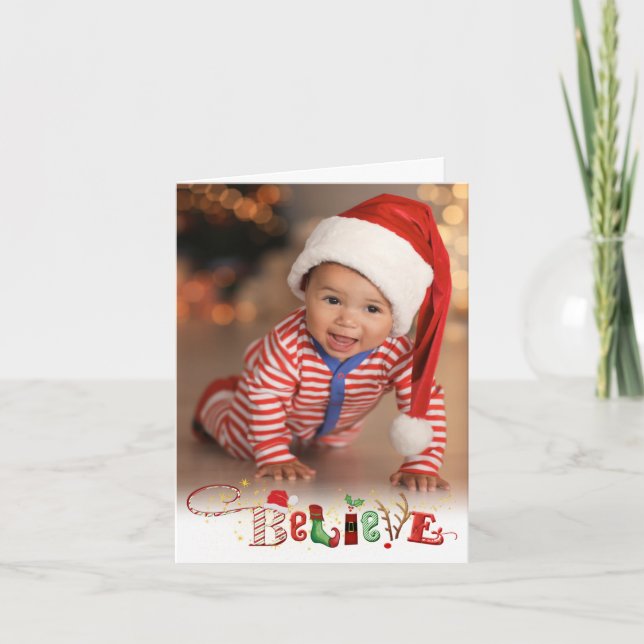 Cartes Pour Fêtes Annuelles CROYANCE Whimsique, 3 Photo, Option Lettre de vaca (Devant)