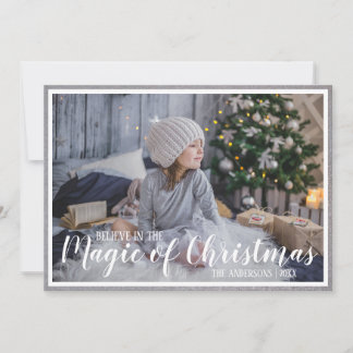 Cartes Pour Fêtes Annuelles Croyez à la magie de Noël Photo de vacances Argent